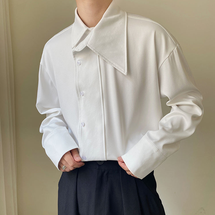 アシンメトリーカラー ロングスリーブシャツ