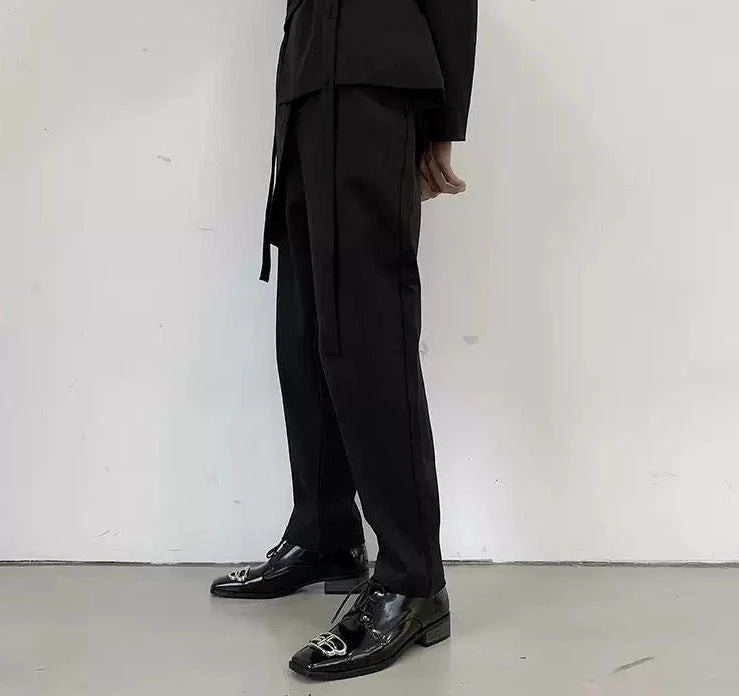 ソリッドカラー ストレート ブラックパンツ