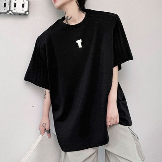 メタルロゴ パッドショルダー ハーフスリーブTシャツ
