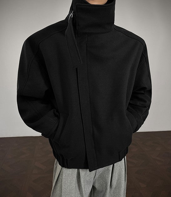 ハイスタンドカラー ウール ショートジャケット