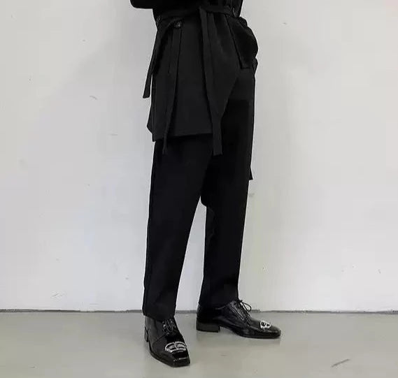 ソリッドカラー ストレート ブラックパンツ
