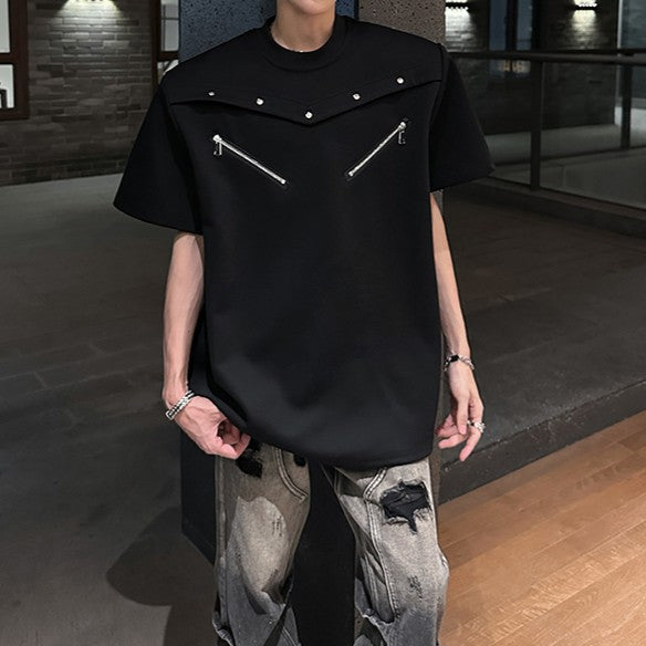 デザイナーズ パッドショルダー ハーフスリーブTシャツ