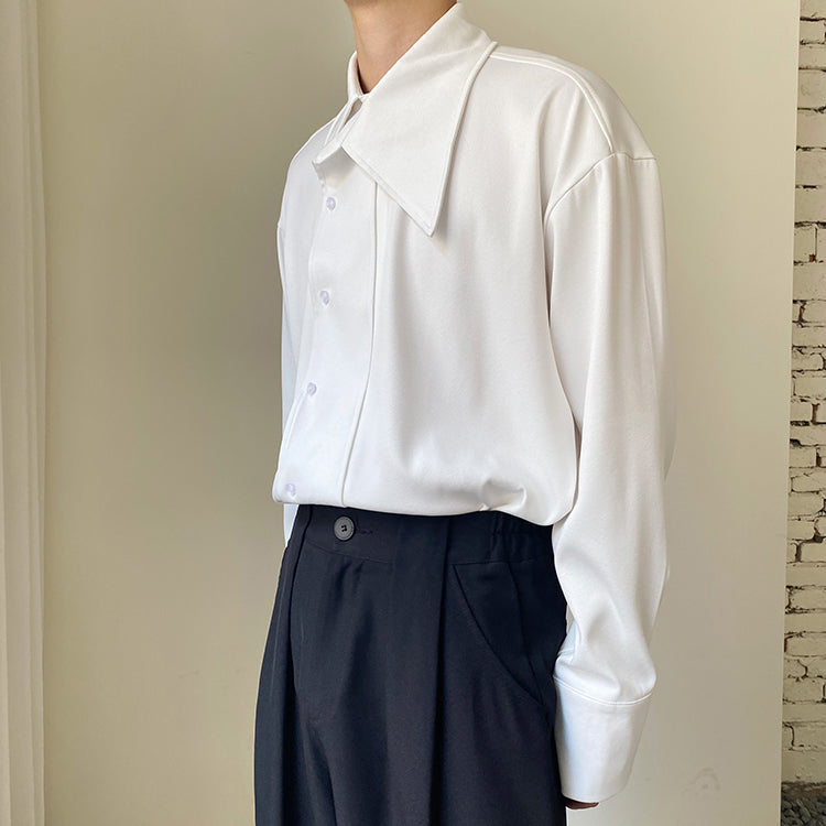 アシンメトリーカラー ロングスリーブシャツ