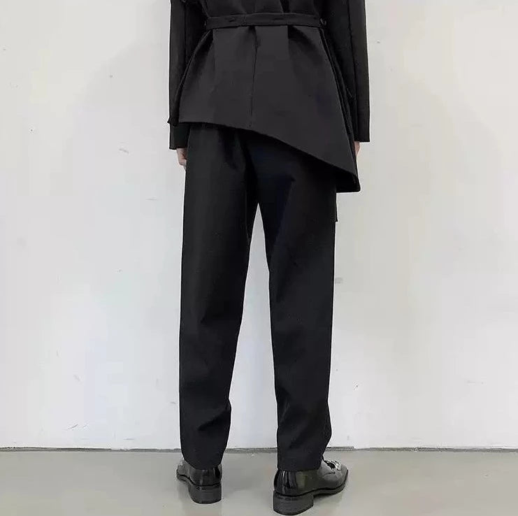ソリッドカラー ストレート ブラックパンツ