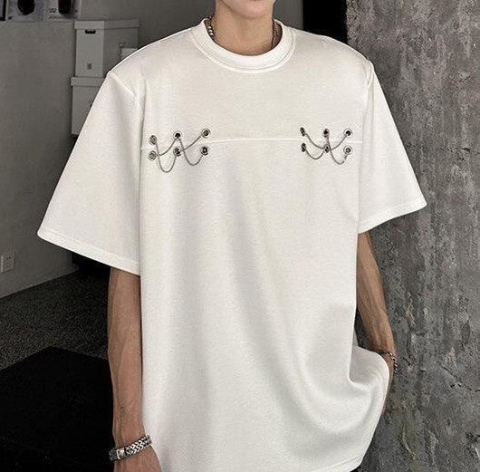 チェーンロープデザイン ハーフスリーブTシャツ