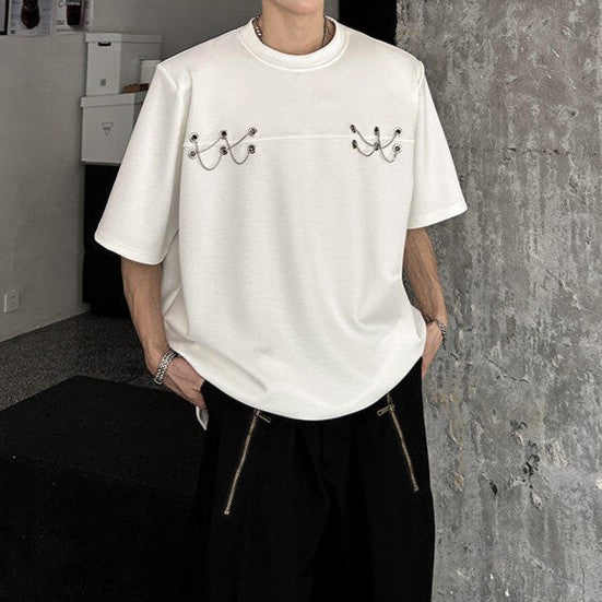 チェーンロープデザイン ハーフスリーブTシャツ