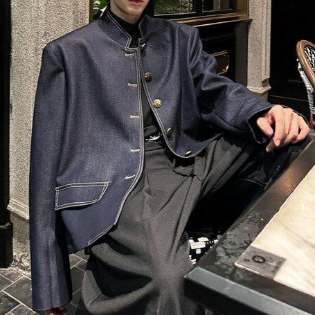 スタンドカラー デニムショートジャケット