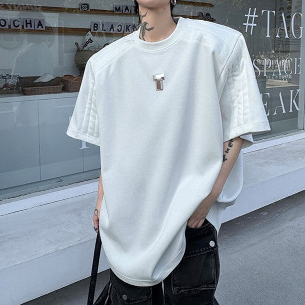 メタルロゴ パッドショルダー ハーフスリーブTシャツ
