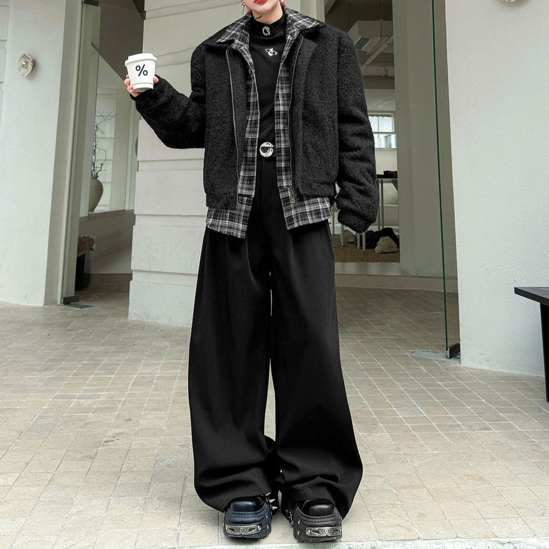 レイヤードテイスト ショートレングス ジップジャケット