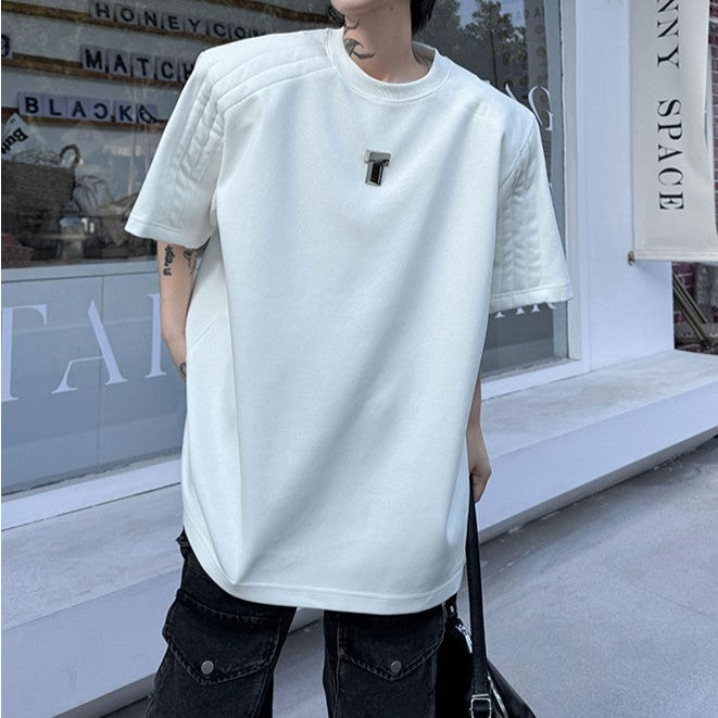 メタルロゴ パッドショルダー ハーフスリーブTシャツ