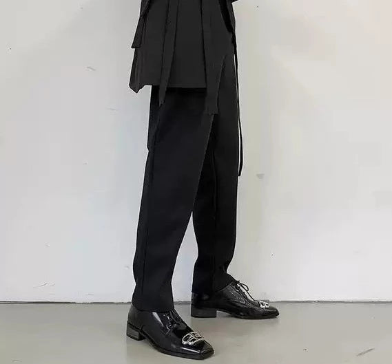 ソリッドカラー ストレート ブラックパンツ