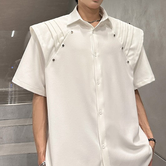 プリーツフライングショルダー ハーフスリーブシャツ