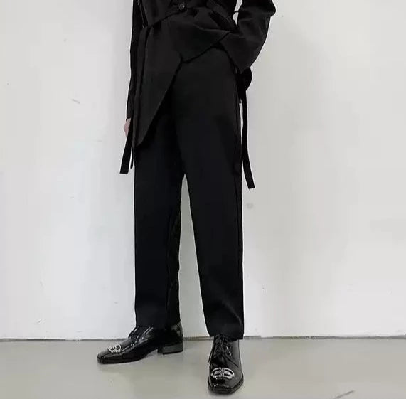 ソリッドカラー ストレート ブラックパンツ