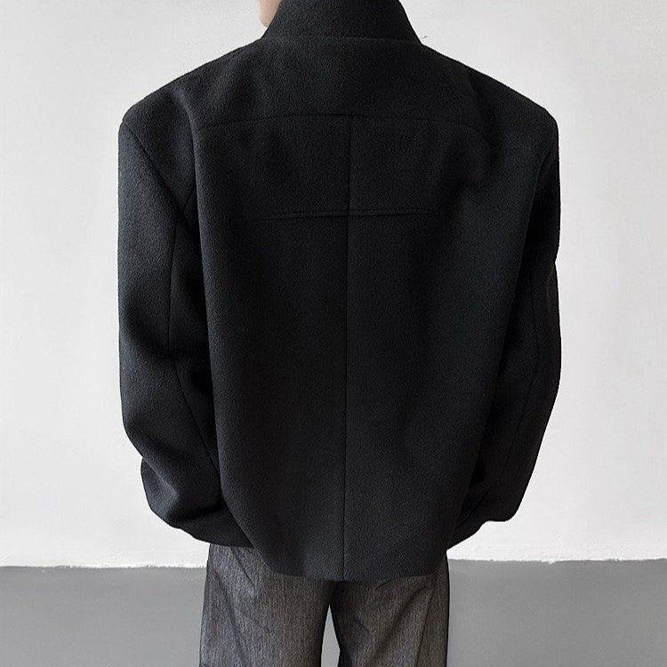 スタンドカラー ウールショートジャケット