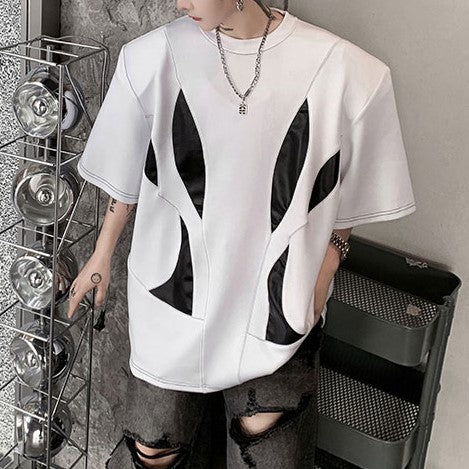 スウィッチング ツートンカラー ハーフスリーブTシャツ
