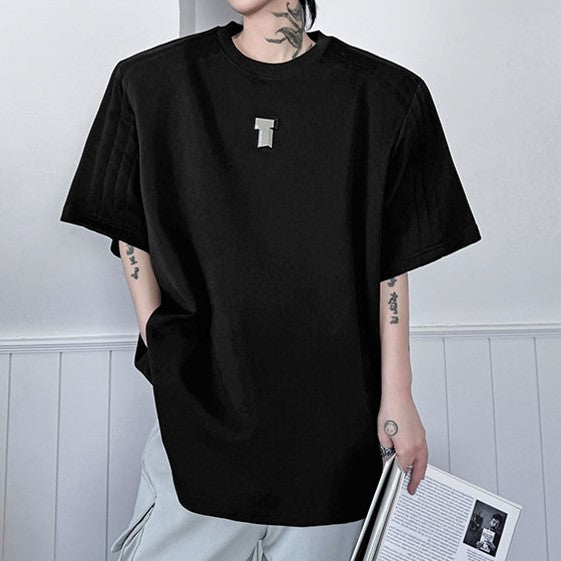 メタルロゴ パッドショルダー ハーフスリーブTシャツ