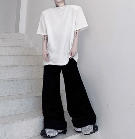 アラウンドネックデコレーション ハーフスリーブTシャツ