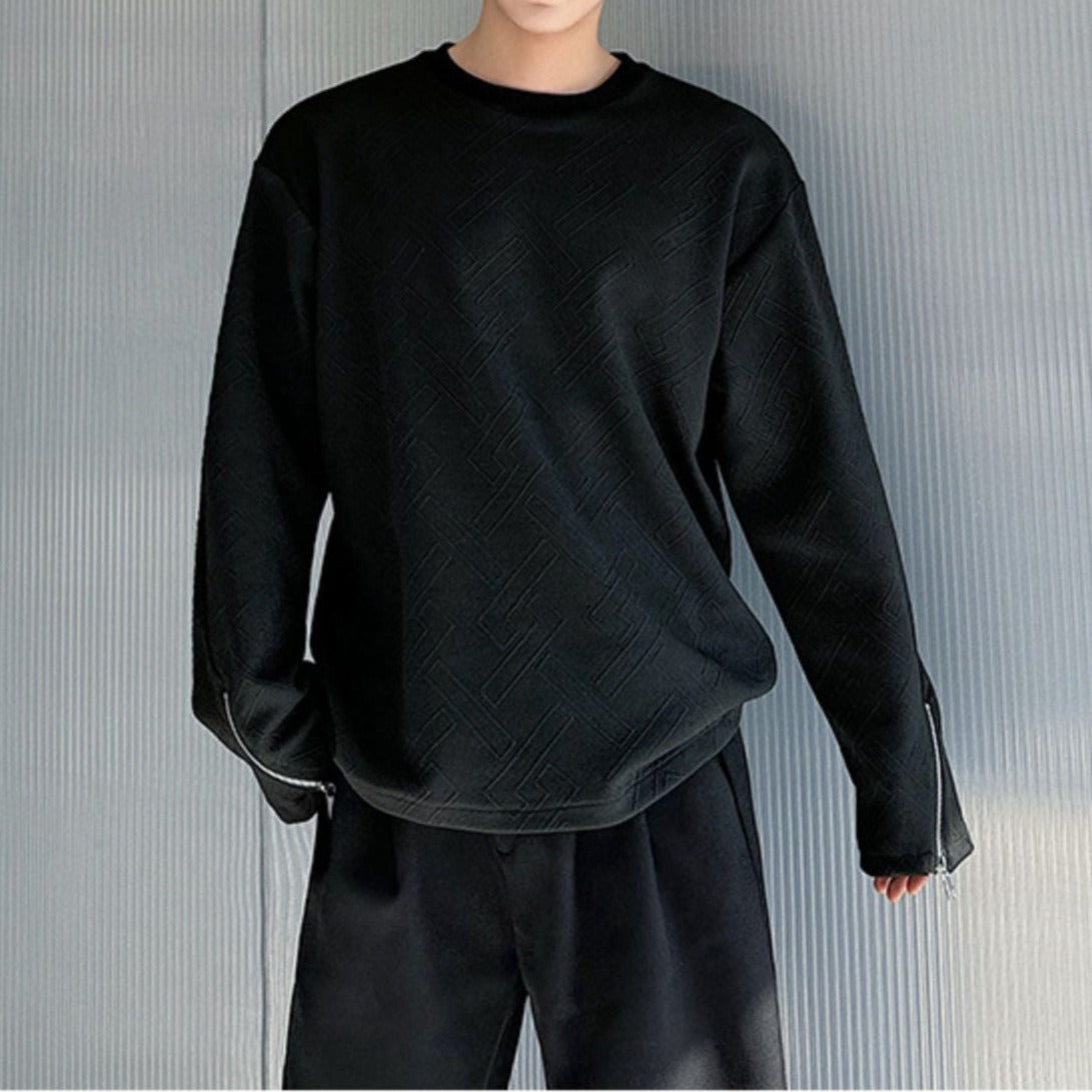 カフスジッパー ジャガード ロングスリーブTシャツ