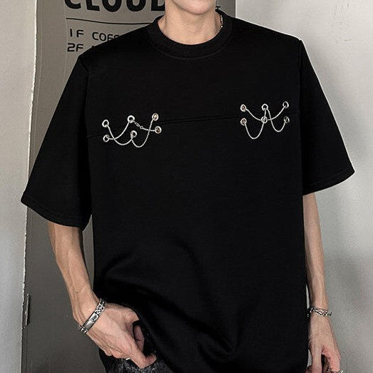 チェーンロープデザイン ハーフスリーブTシャツ