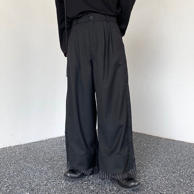 デコンストラクト ストライプ ワイドレッグパンツ