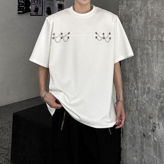 チェーンロープデザイン ハーフスリーブTシャツ