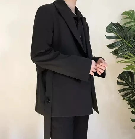【秋物コーデ3点セット】 ①スーツJKT・②長袖シャツ・③黒パンツ