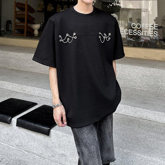 チェーンロープデザイン ハーフスリーブTシャツ