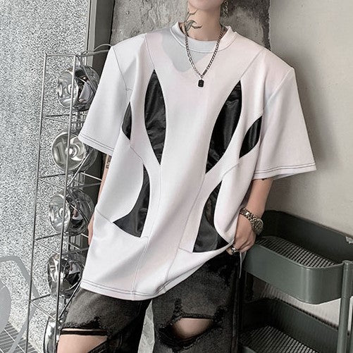 スウィッチング ツートンカラー ハーフスリーブTシャツ