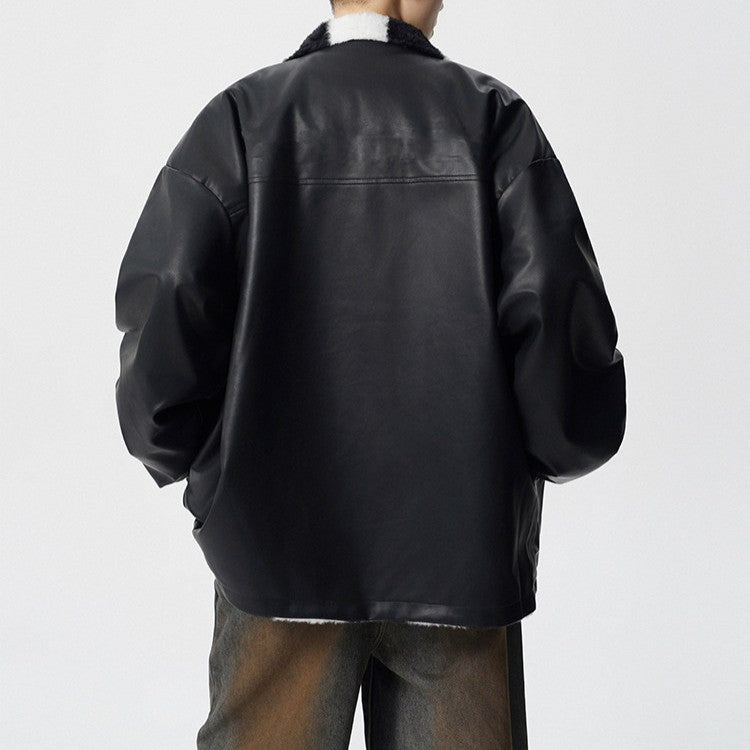 リバーシブル チェックドパターン PUレザージャケット