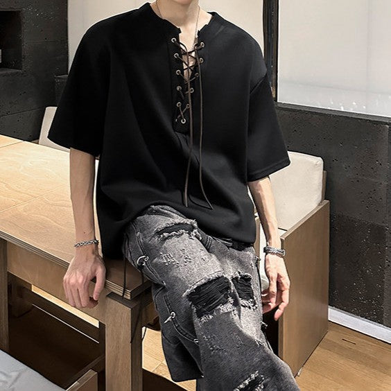 レースアップタイプ ハーフスリーブTシャツ
