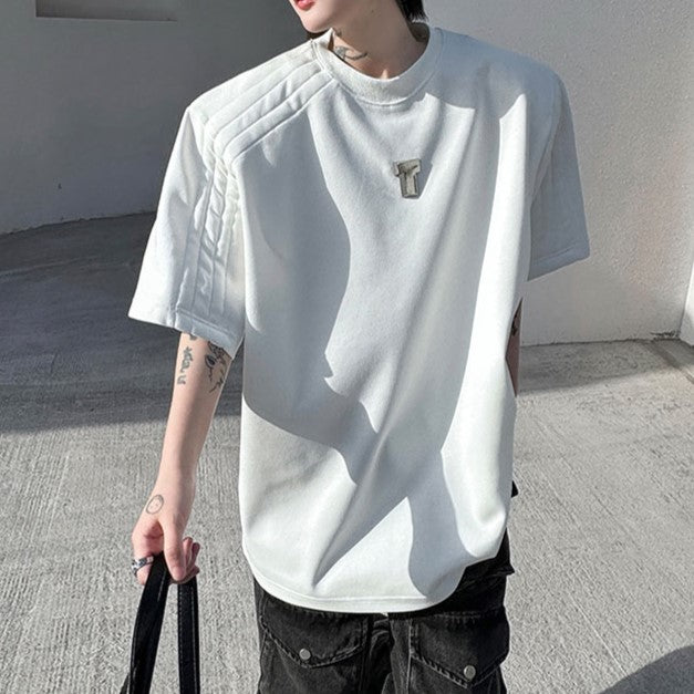 メタルロゴ パッドショルダー ハーフスリーブTシャツ