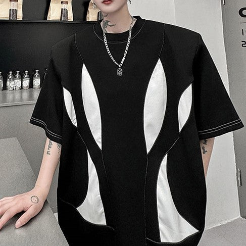 スウィッチング ツートンカラー ハーフスリーブTシャツ