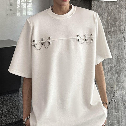 チェーンロープデザイン ハーフスリーブTシャツ