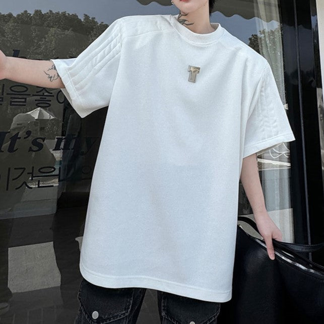 メタルロゴ パッドショルダー ハーフスリーブTシャツ