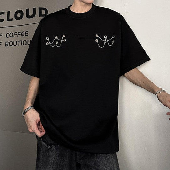 チェーンロープデザイン ハーフスリーブTシャツ