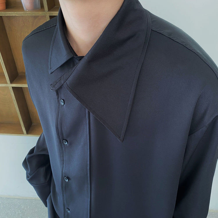 アシンメトリーカラー ロングスリーブシャツ