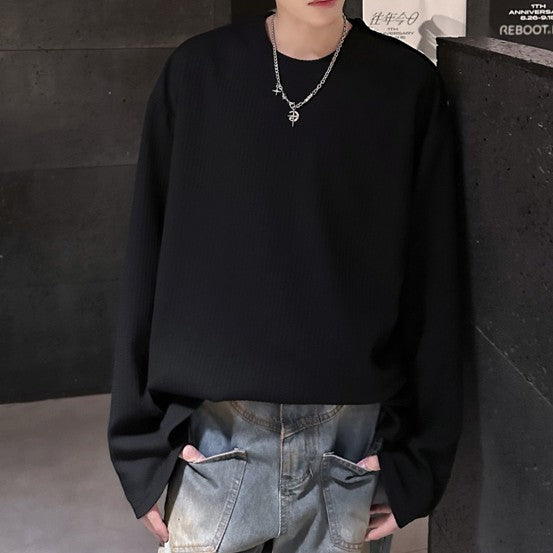 ストライプ ロングスリーブ デザインニット