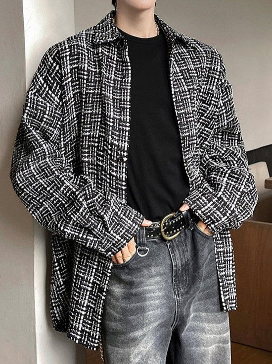 レトロチェックドパターン ロングスリーブシャツ