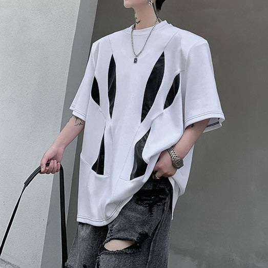 スウィッチング ツートンカラー ハーフスリーブTシャツ