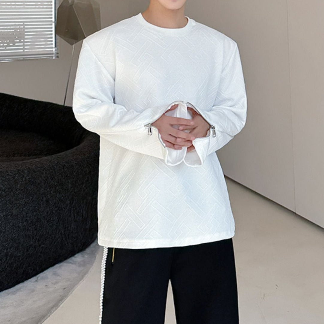 ジャガード カフスジッパー ロングスリーブTシャツ