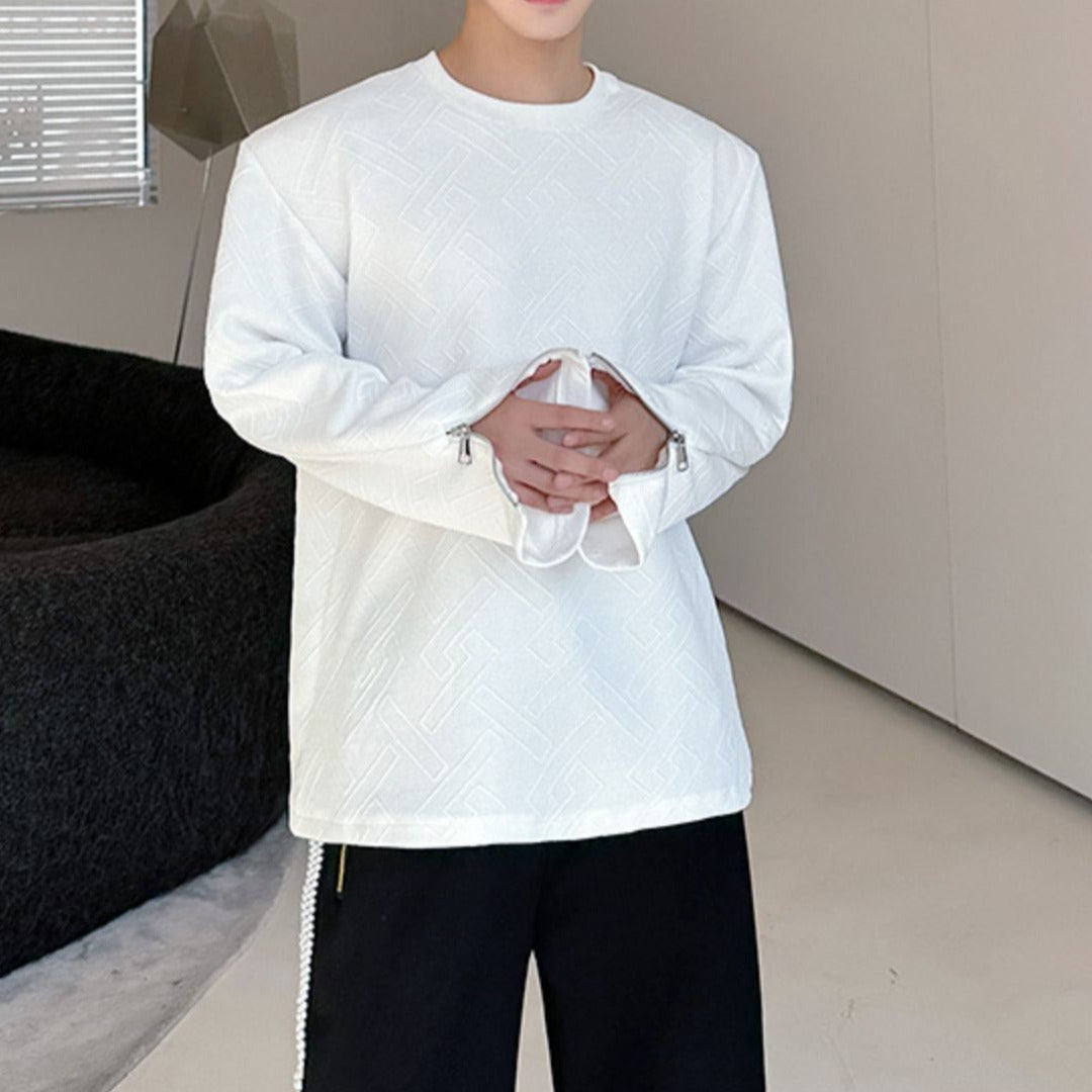 カフスジッパー ジャガード ロングスリーブTシャツ