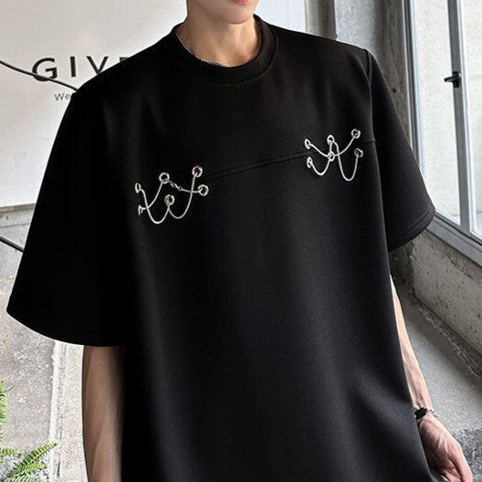 チェーンロープデザイン ハーフスリーブTシャツ