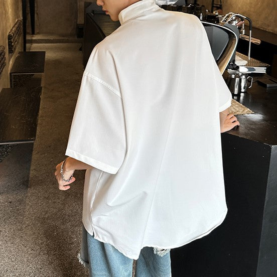 スワンスタンドカラー ハーフスリーブシャツ
