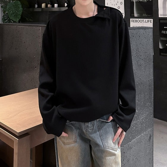 ストライプ ロングスリーブ デザインニット