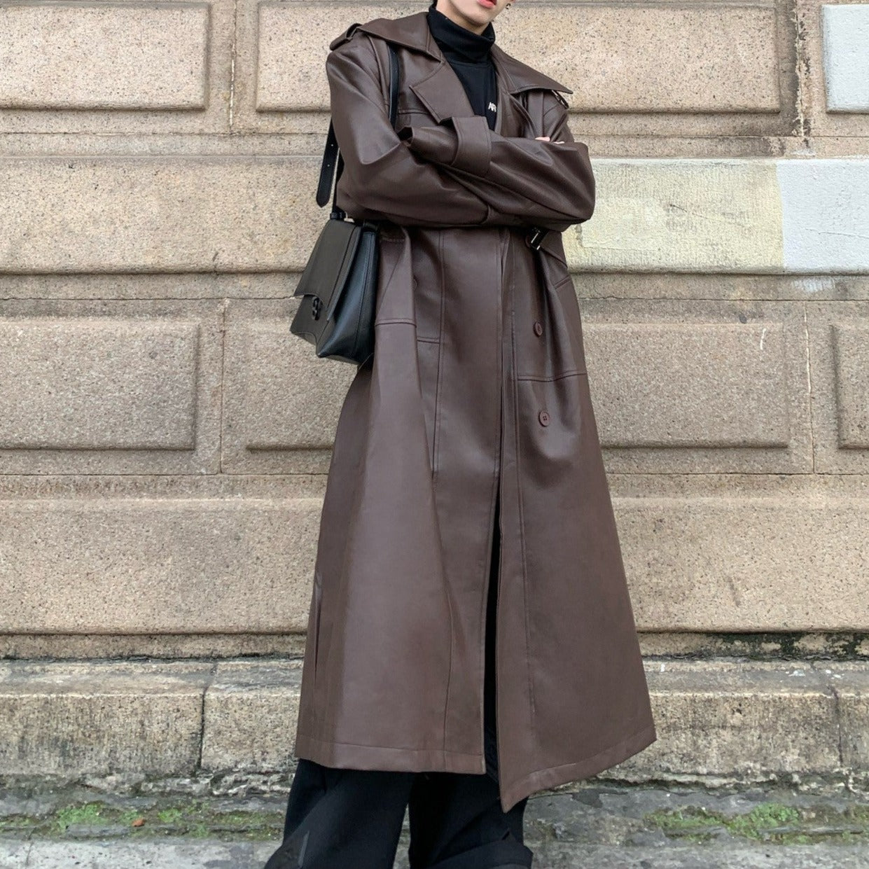 PUレザー ロングコート