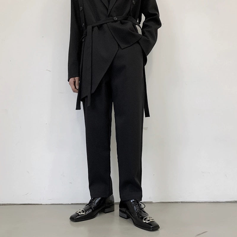 ソリッドカラー ストレート ブラックパンツ