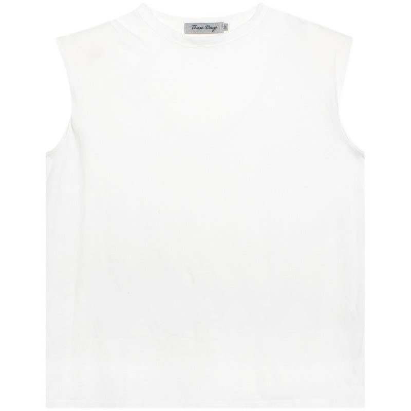 ノースリーブ パッドショルダー Tシャツ