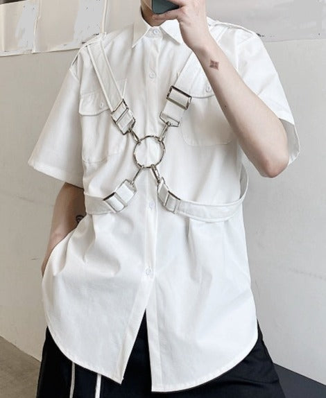 クロスストラップ ハーフスリーブ シャツ