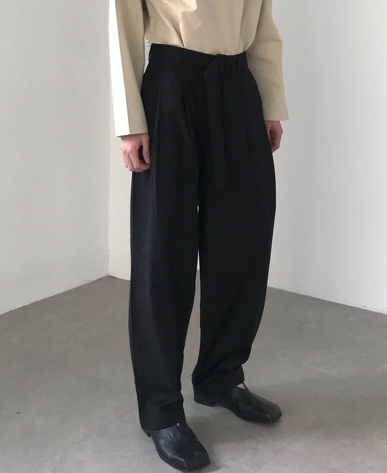 ベルト付き ストレート レッグパンツ