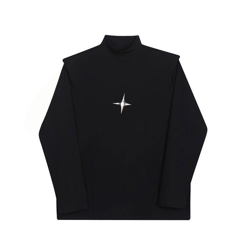 ハイネック パッドショルダー ロングスリーブTシャツ